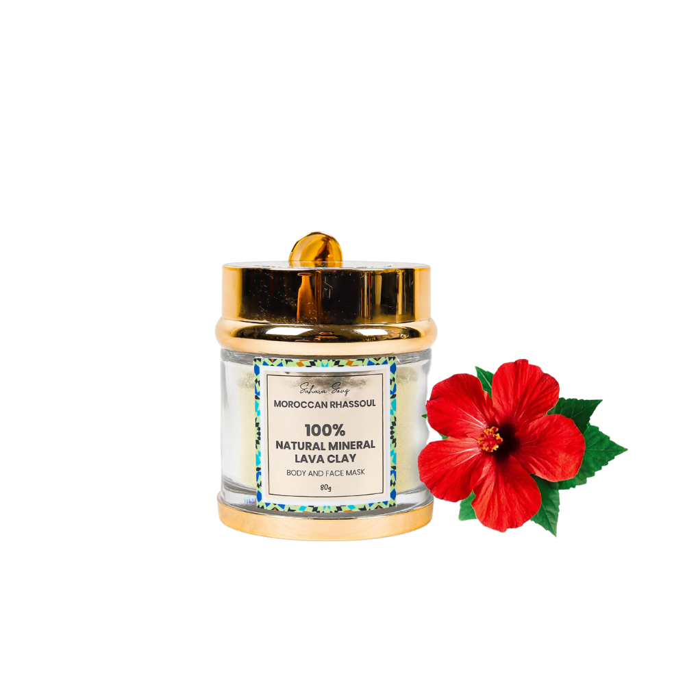 Moroccan Lava Clay with Hibiscus scent- Rhassoul for Skin and Hair The Natural Wonder of Moroccan - saharasouq