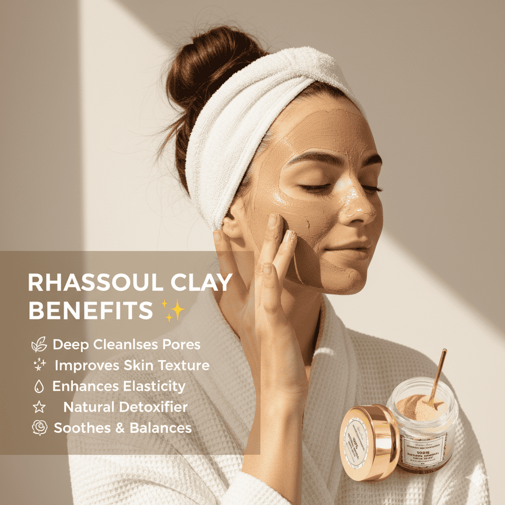 Moroccan Rhassoul Lava Clay Powder - Pure Mineral Clay for Gentle Detox and Sebum Control