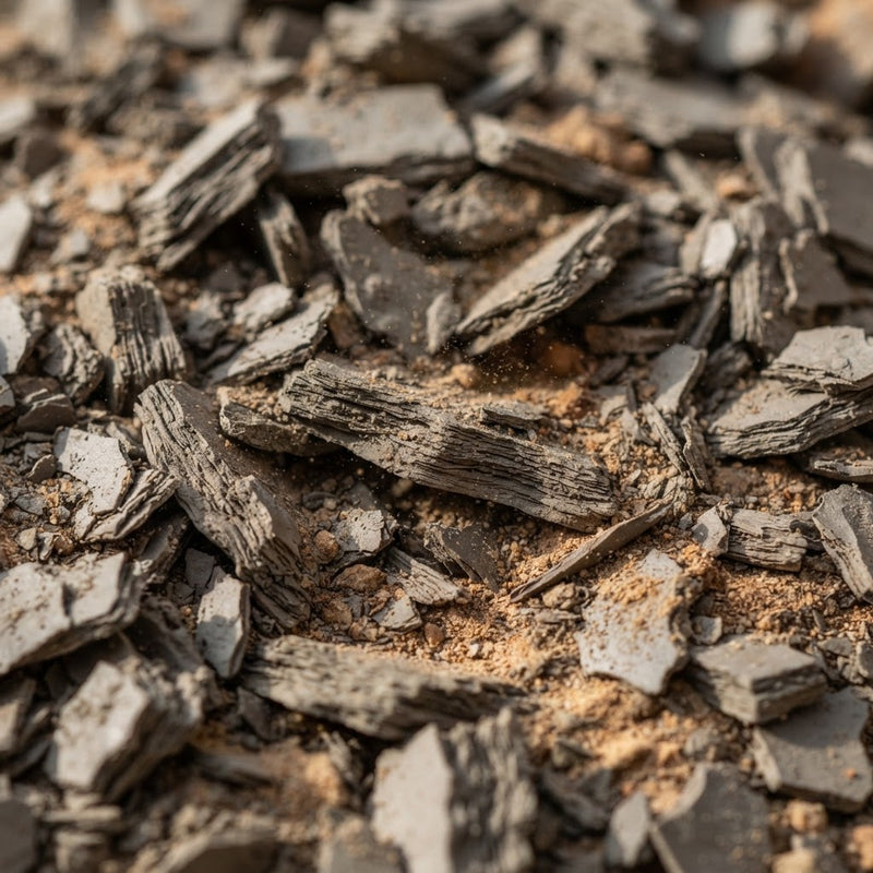 Dry rhassoul clay fragments, mined and sun-dried in the Atlas mountains
